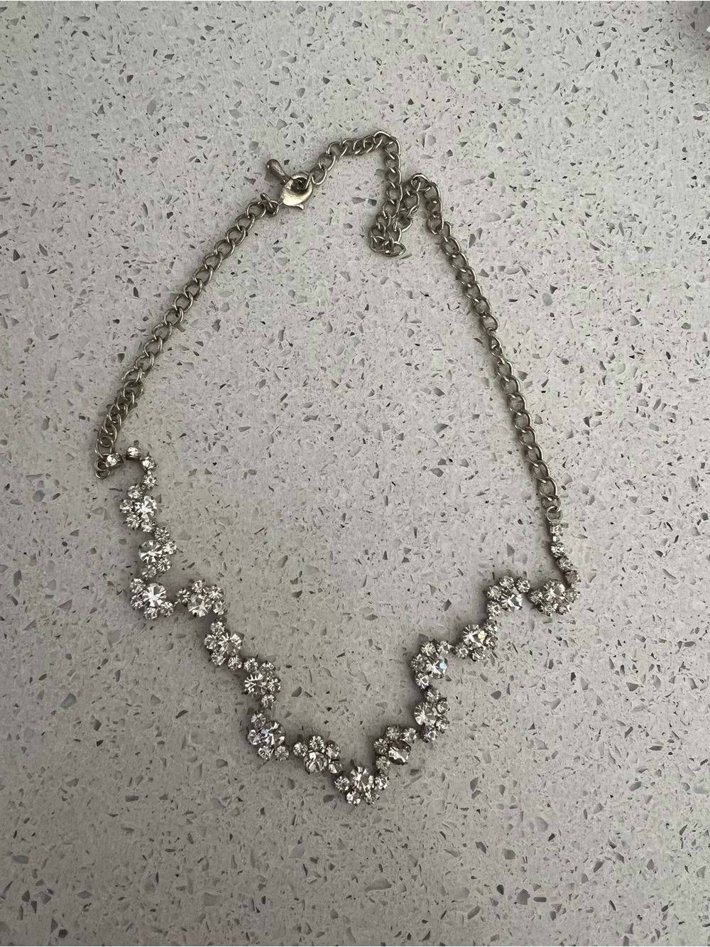 Crystal Flower Statement Necklace - Silver